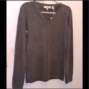 INHABIT CASHMERE BLEND VSTRETCH NEW GRAY SWEATER